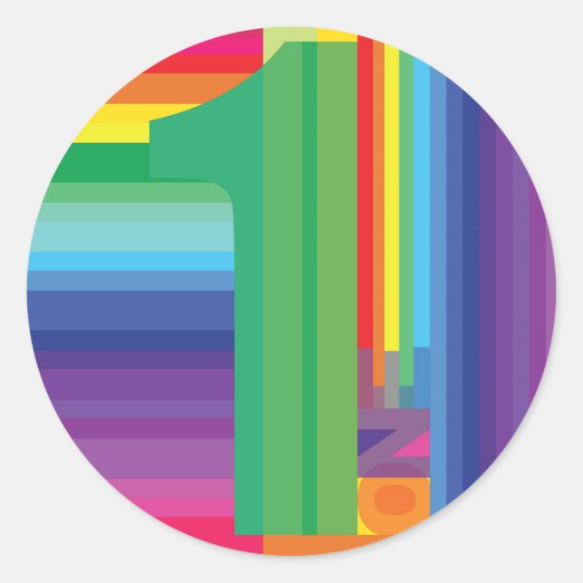 Kids Rainbow Colourful 1st Birthday Party Classic Round Sticker (Front)