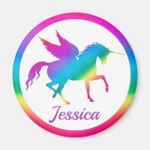Kids Rainbow Gradient Unicorn Silhouette Magnet
