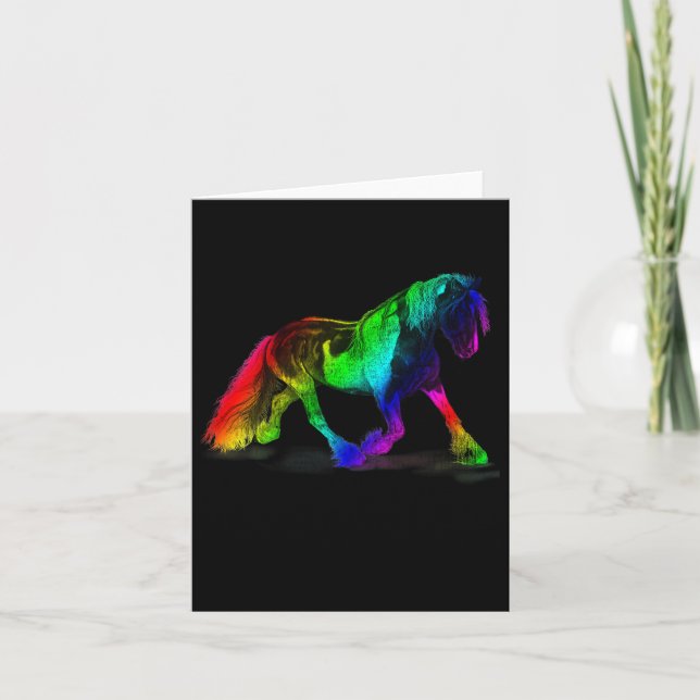 Kids Rainbow Horse Horseback Riding Esquireian T S Card (Front)