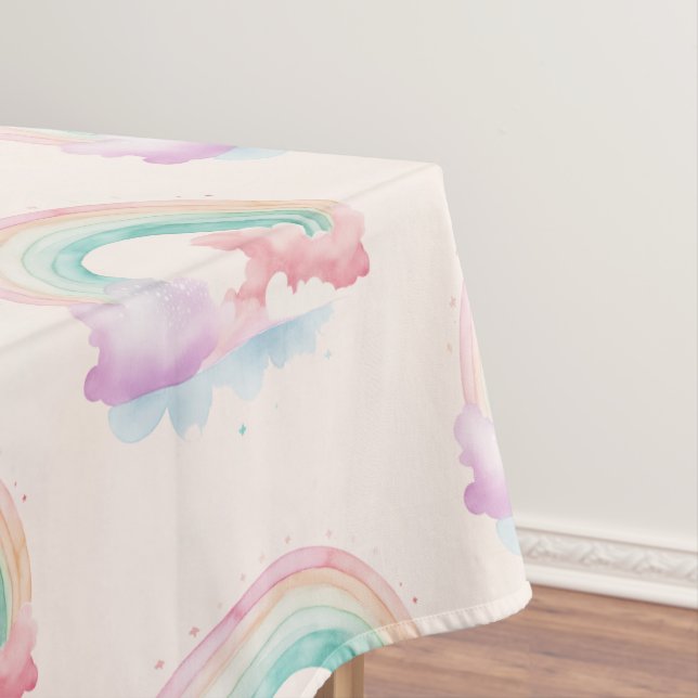 Kids Rainbow Magic Teapot Birthday  Tablecloth (In Situ)