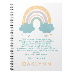 Kids Rainbow Scripture Philippians 4 Verse 8 Notebook