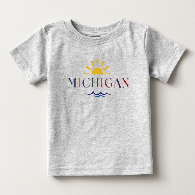Kid's Rainbow text Michigan Tee (Front)