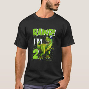Kids Raw I'm 2 Birthday Boy  Dinosaur 2 Year Old   T-Shirt
