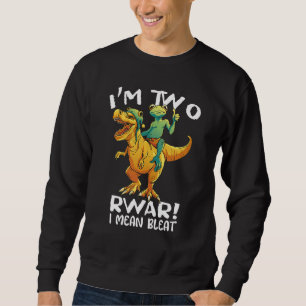 Kids Rawr I'm 2 2nd Birthday Frog Dinosaur Rex 2 Sweatshirt