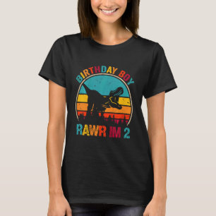 Kids Rawr I'm 2 Dinosaur 2nd Birthday Boy Rex 2 Ye T-Shirt