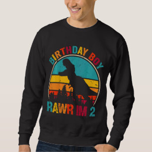 Kids Rawr I'm 2 Dinosaur Rex 2nd Birthday Boy 2 Ye Sweatshirt