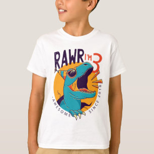 Kids Rawr I'm 3 3rd Birthday T Rex Dinosaur Gift T-Shirt