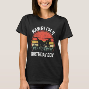 Kids Rawr I'm 4 4th Birthday Boy Dinosaur Rex 4 Ye T-Shirt