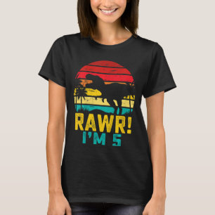 Kids  Rawr I'm 5 5th Birthday Dinosaur Rex 5 Years T-Shirt