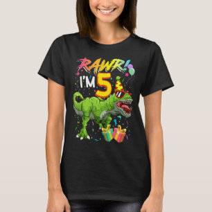 Kids Rawr I'm 5 5th Birthday Rex Dinosaur Party T-Shirt