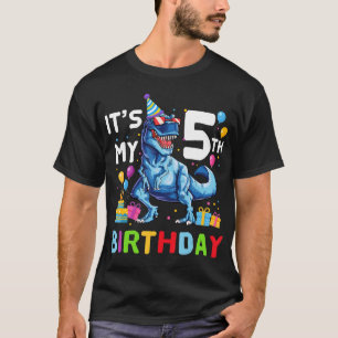 Kids Rawr I'm 5 5th Birthday T Rex Dinosaur Party  T-Shirt