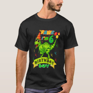 Kids Rawr I'm 6th Birthday Boy Dino Rex 6 Years Ol T-Shirt