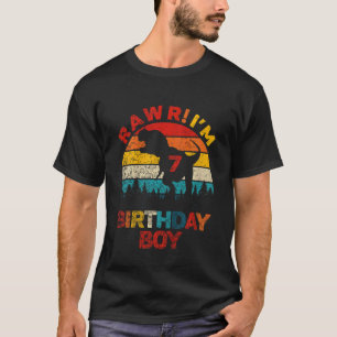 Kids Rawr Im 7 Dinosaur 7th Birthday Boy Son Seven T-Shirt