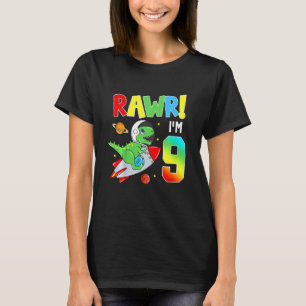 Kids Rawr Im 9 Dinosaur Astronaut T Rex Boys Girl T-Shirt
