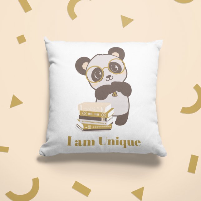 Kids Reading Book Theme Affirmation  Cushion (Positive Affirmation Animal Themed Kids Reading Corner Decor Pillow)