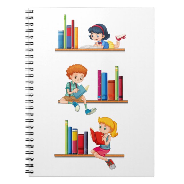 Kids Reading Books on Shelf (Front)