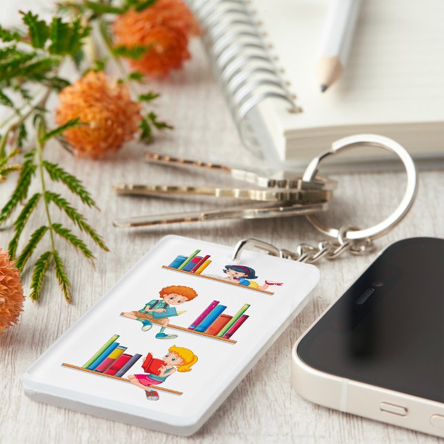 Kids Reading Books on Shelf Key Ring (Creator Uploaded)