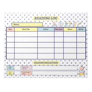 Kids' Reading Log   5-Day Tracker Notepad