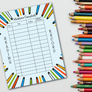 Kids Reading Log Homeschool Reading Books Notepad
