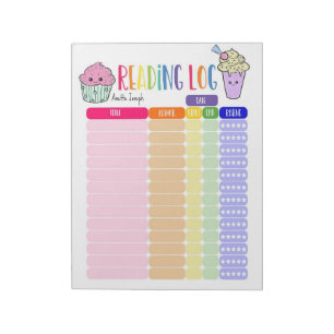 Kids Reading log homeschool reading log, cupcake Notepad
