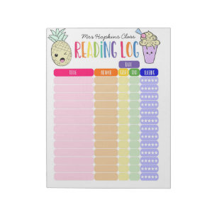 Kids Reading log homeschool reading log, pineapple Notepad
