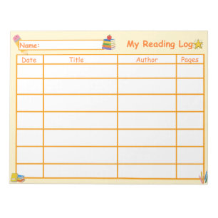 Kids' Reading Log Notepad   Book Tracker