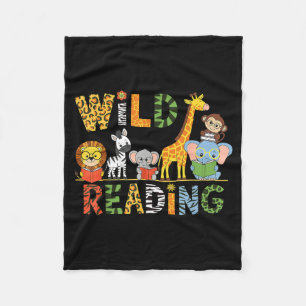 Kids reading lover wild reading books and bookworm fleece blanket