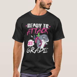 Kids Ready To Attack 1St Grade Cute Shark Back To T-Shirt