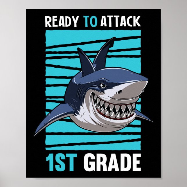 Kids Ready To Attack 1st Grade First Day of School Poster (Front)