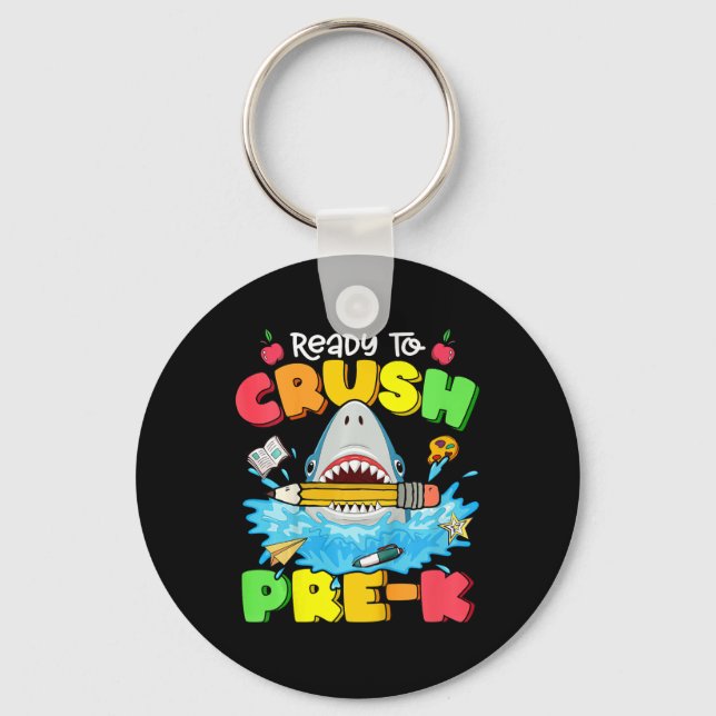 Kids Ready To Crush Pre-k Shark Ck To School Boys  Key Ring (Front)