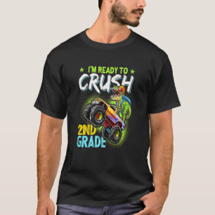 Kids Ready To Crush Second 2nd Grade Dinosaur Back T-Shirt