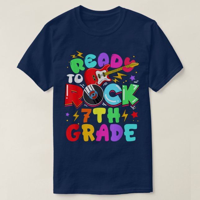 Kids Ready To Rock 7th Grade Guitar Back To School T-Shirt (Design Front)