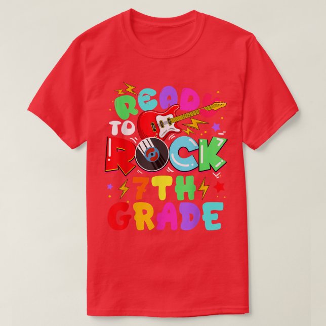 Kids Ready To Rock 7th Grade Guitar Back To School T-Shirt (Design Front)
