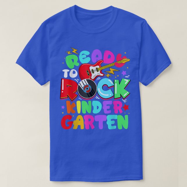 Kids Ready To Rock Kindergarten Guitar Back To Sch T-Shirt (Design Front)