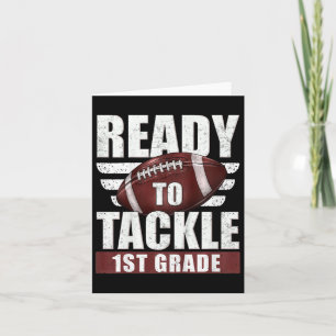 Kids Ready To Tackle 1st Grade Football First Day Card