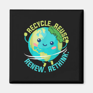 Kids Recycle Reuse Renew Rethink Cute Earth Day Bo Magnet