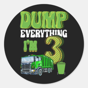 Kids Recycling Trash 3 Year Old Garbage Truck 3rd Classic Round Sticker