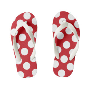 Kids Red and White Polka Dot Flip Flops