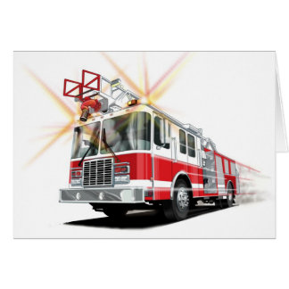 Kids Red Fire Truck Card