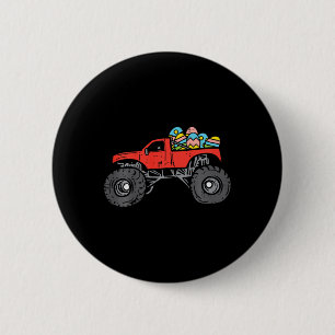 Kids Red Monster Truck Eggs Easter Egg Hunting Boy 6 Cm Round Badge