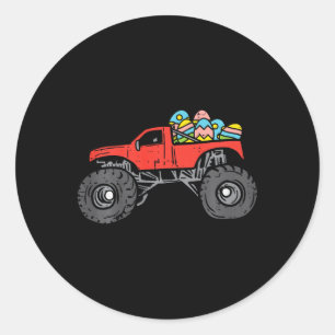 Kids Red Monster Truck Eggs Easter Egg Hunting Boy Classic Round Sticker