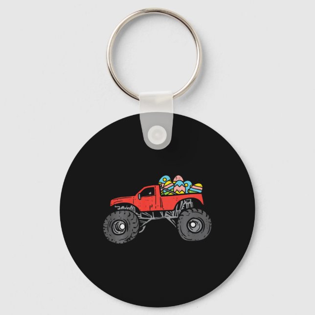 Kids Red Monster Truck Eggs Easter Egg Hunting Boy Key Ring (Front)