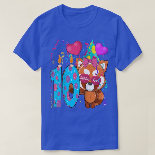 Kids Red Panda 10th Birthday Girl I'm 10 Years Old T-Shirt (Design Front)