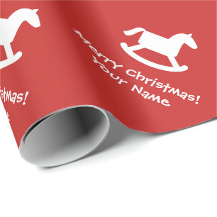 Kid's red rocking horse Christmas wrapping paper