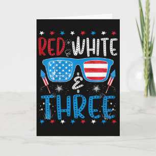 Kids Red White And Three Funny 3rd Birthday 4th Of Card