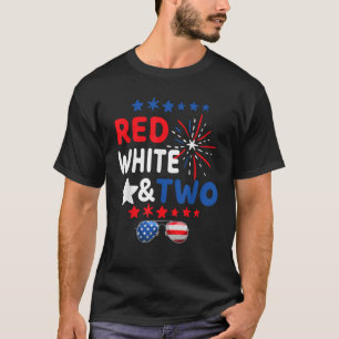 Kids Red White And Two 2nd Birthday 4th Of July Fi T-Shirt