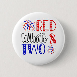 Kids Red White And Two 2nd Birthday 4th Of July In 6 Cm Round Badge