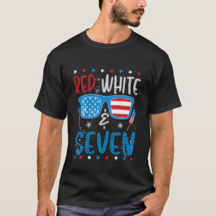 Kids Red White & Seven 7th Birthday 4th Of July B T-Shirt