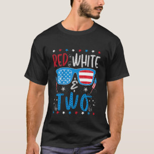 Kids Red White & Two 2nd Birthday 4th Of July Boy T-Shirt