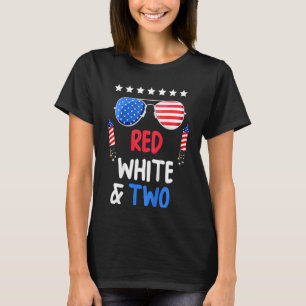 Kids Red White & Two 2nd Birthday 4th Of July Inde T-Shirt
